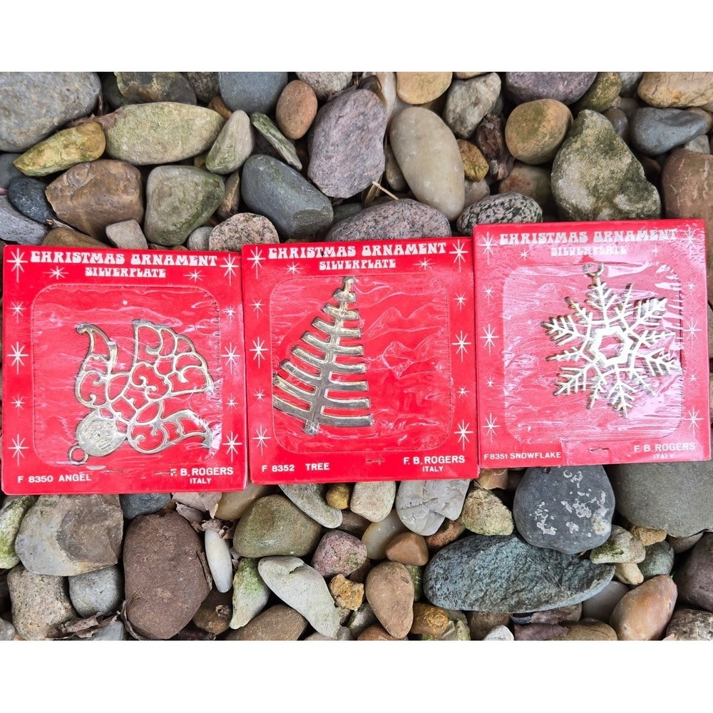 Vintage F.B. Rogers Silverplate Christmas‎ Ornaments Angel Tree Snowflake Italy